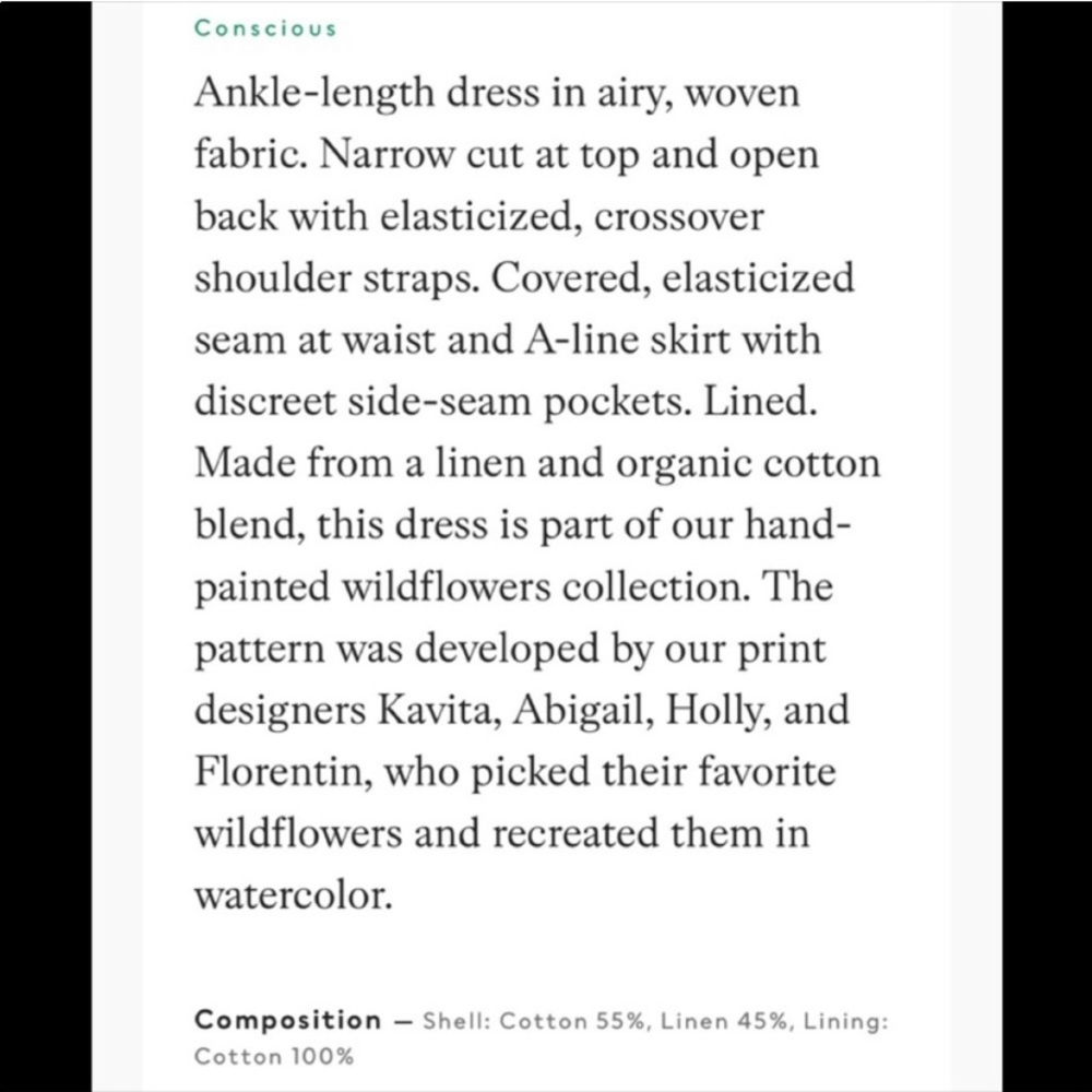 H&M Linen Blend Wildflower Collection Midi Dress sz - Picture 3 of 3